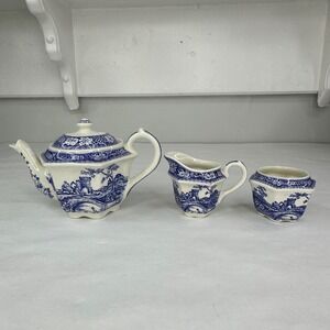 James Sadler Afternoon Tea Pekin Brigadoon Teapot Creamer Sugar Set Vintage